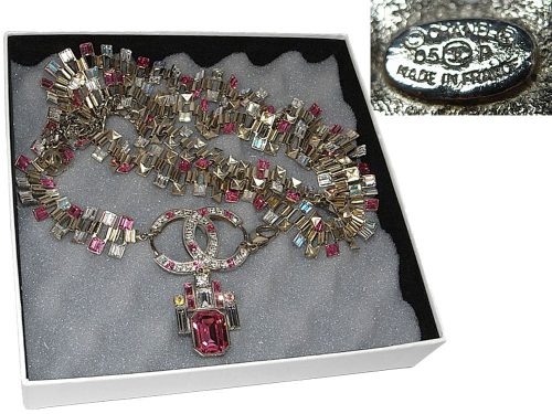 98% NEW ! Chanel 05P Pink/ Rose/ Cystal in Rhinestone Stone Multiple Light Gold Chain Belt/ Bracelet/ Necklace-0
