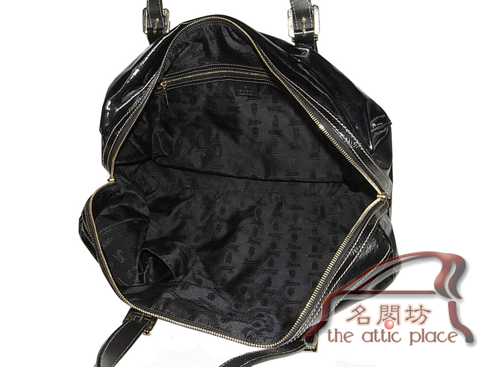 Gucci 170010 Black Cotton PVC coated Britt Boston Bag - The Attic
