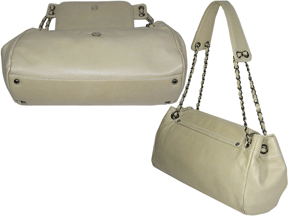 90% NEW ! Chanel 10509277 Beige Lambskin Rock ' n Chic Flap Shoulder Bag-5664 90% NEW ! Chanel 10509277 Beige Lambskin Rock ' n Chic Flap Shoulder Bag-5664