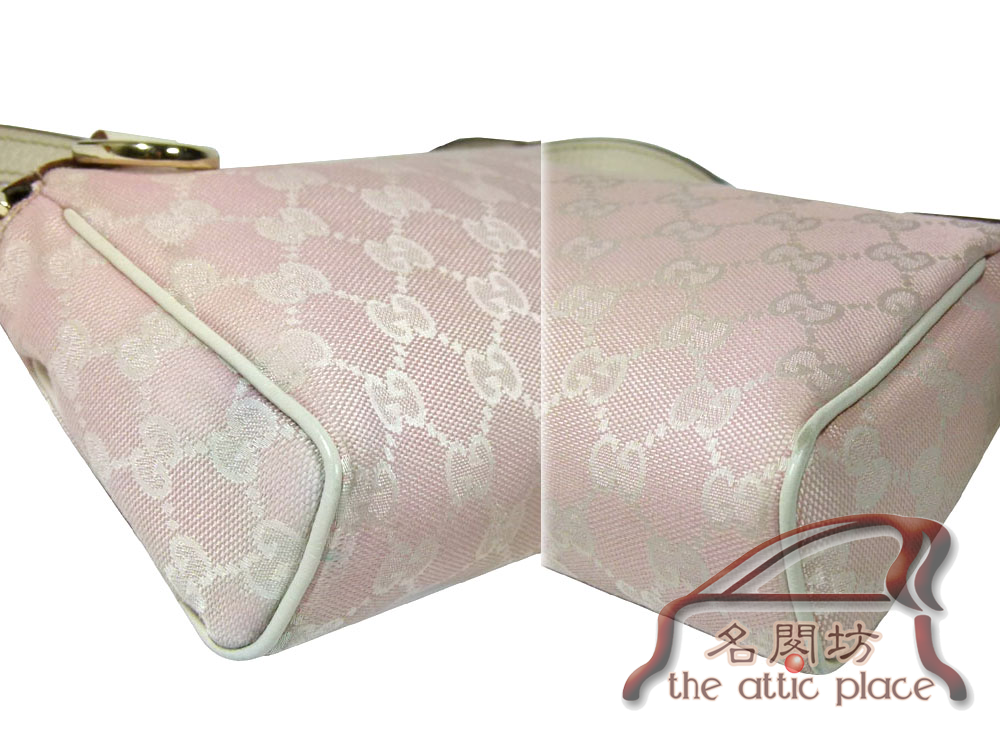 ALMOST NEW ! Gucci 145750 Pink GG with D-Ring Detail Handbag-269 ALMOST NEW ! Gucci 145750 Pink GG with D-Ring Detail Handbag-269