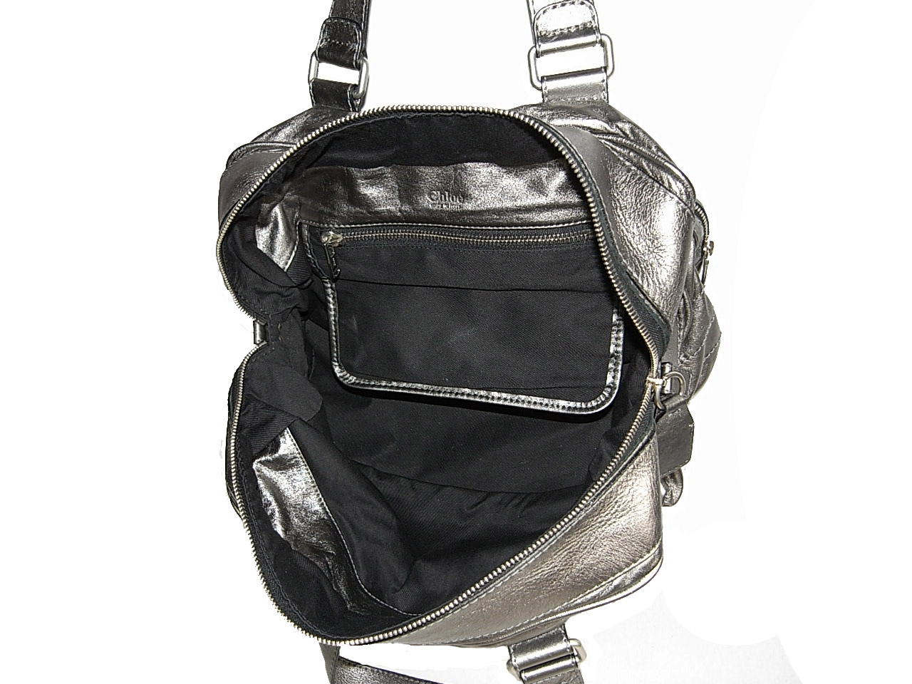 Chloe Betty Satchel Large in Metallic Silver Shoulder Bag-12096 Chloe Betty Satchel Large in Metallic Silver Shoulder Bag-12096