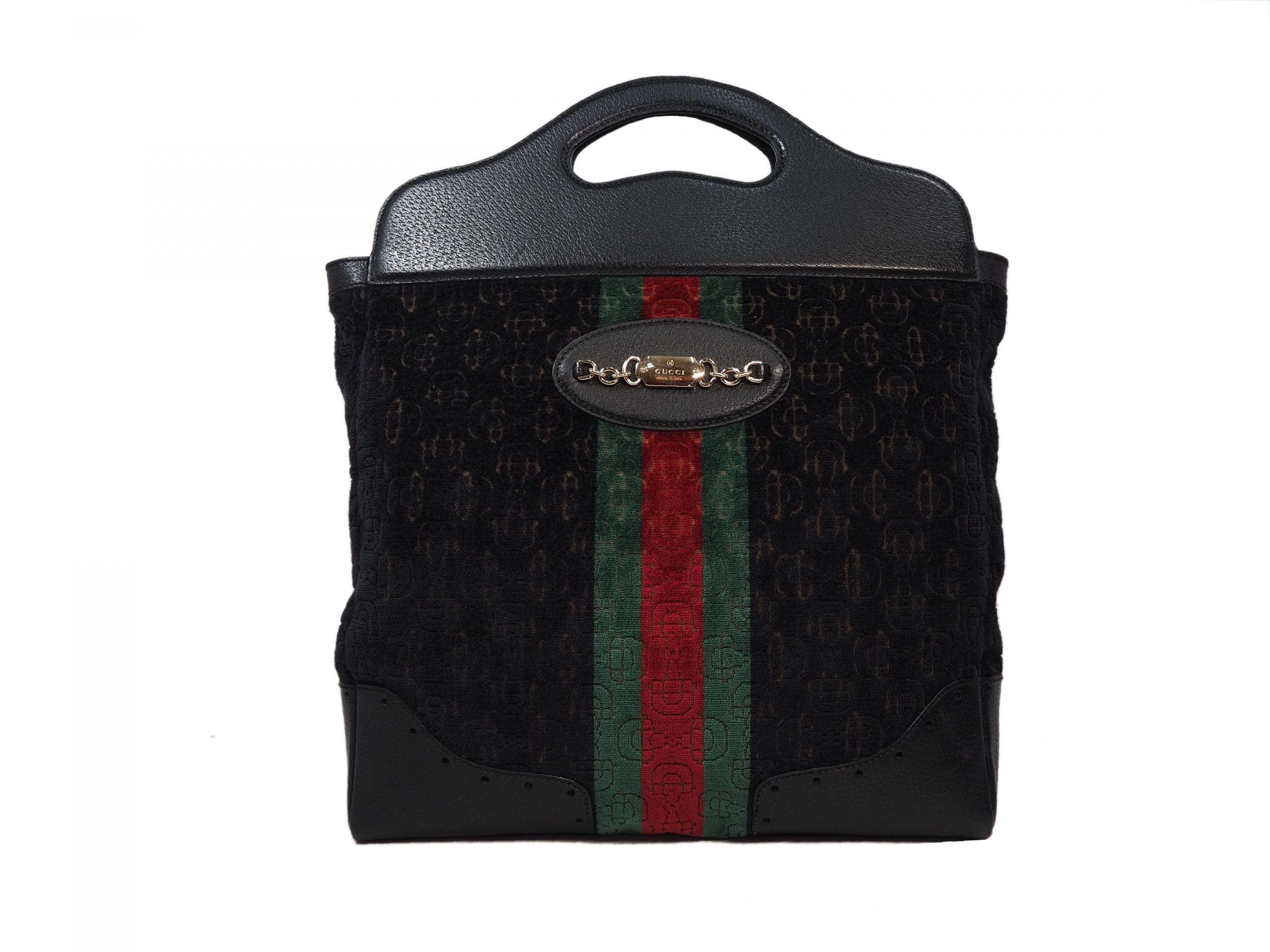 Gucci 145777 Velvet Web GG Design Document Tote-0 Gucci 145777 Velvet Web GG Design Document Tote-0