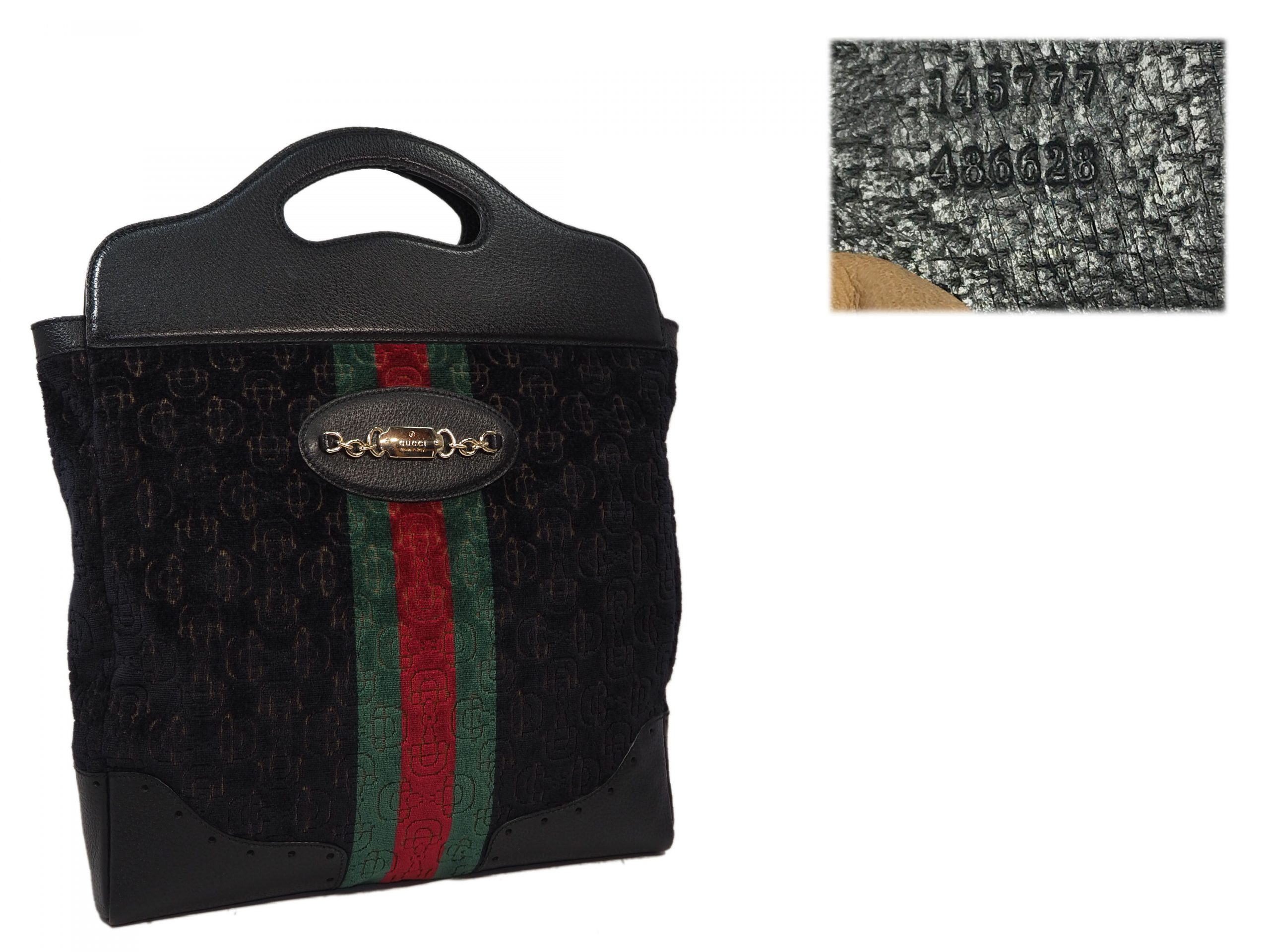 Gucci 145777 Velvet Web GG Design Document Tote-34948 Gucci 145777 Velvet Web GG Design Document Tote-34948