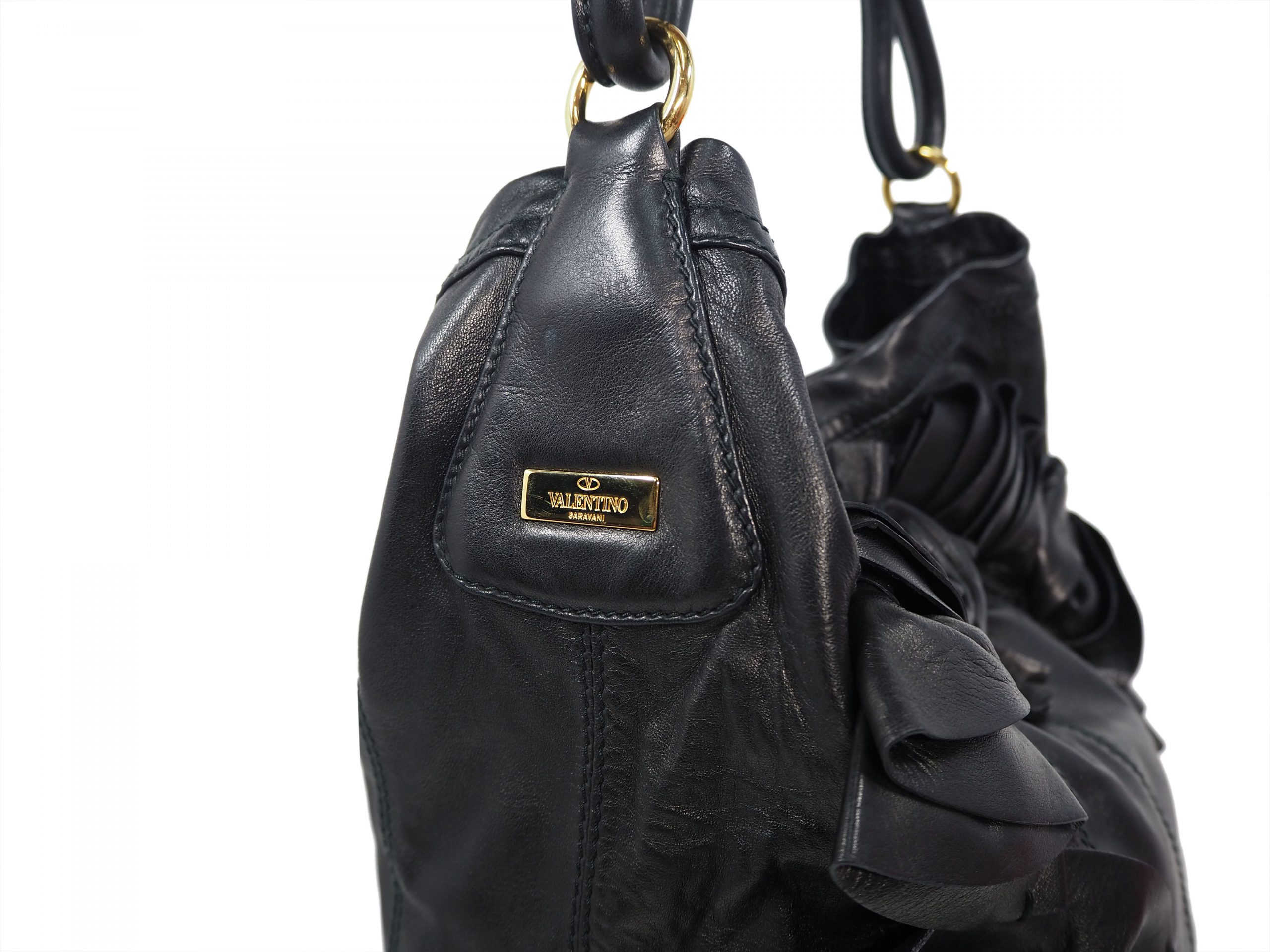 Valentino XCB077A Signature Classic Rose Rouche Bucket Vertigo Soft Leather Shopper/ Document / Hobo Bag-37629 Valentino XCB077A Signature Classic Rose Rouche Bucket Vertigo Soft Leather Shopper/ Document / Hobo Bag-37629