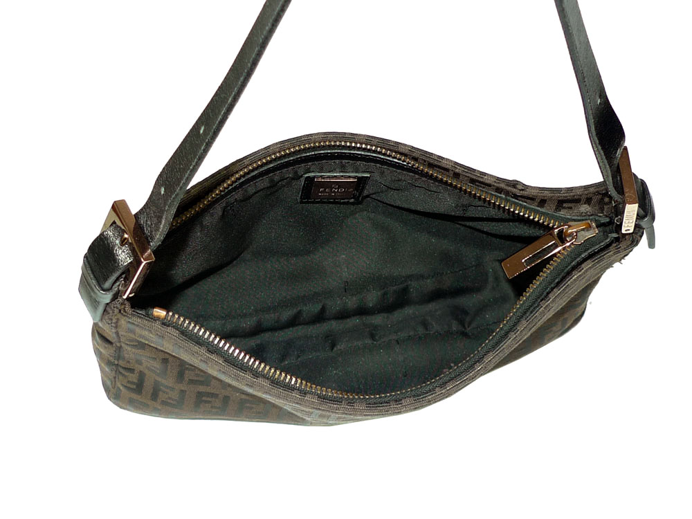 Fendi 8BR042 Brown Zucchino with Rose Gold Hardware Accessories Pouch-13497 Fendi 8BR042 Brown Zucchino with Rose Gold Hardware Accessories Pouch-13497