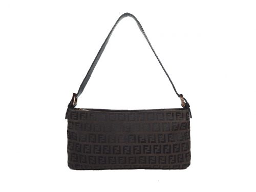 Fendi 8BR042 Brown Zucchino with Rose Gold Hardware Accessories Pouch-0