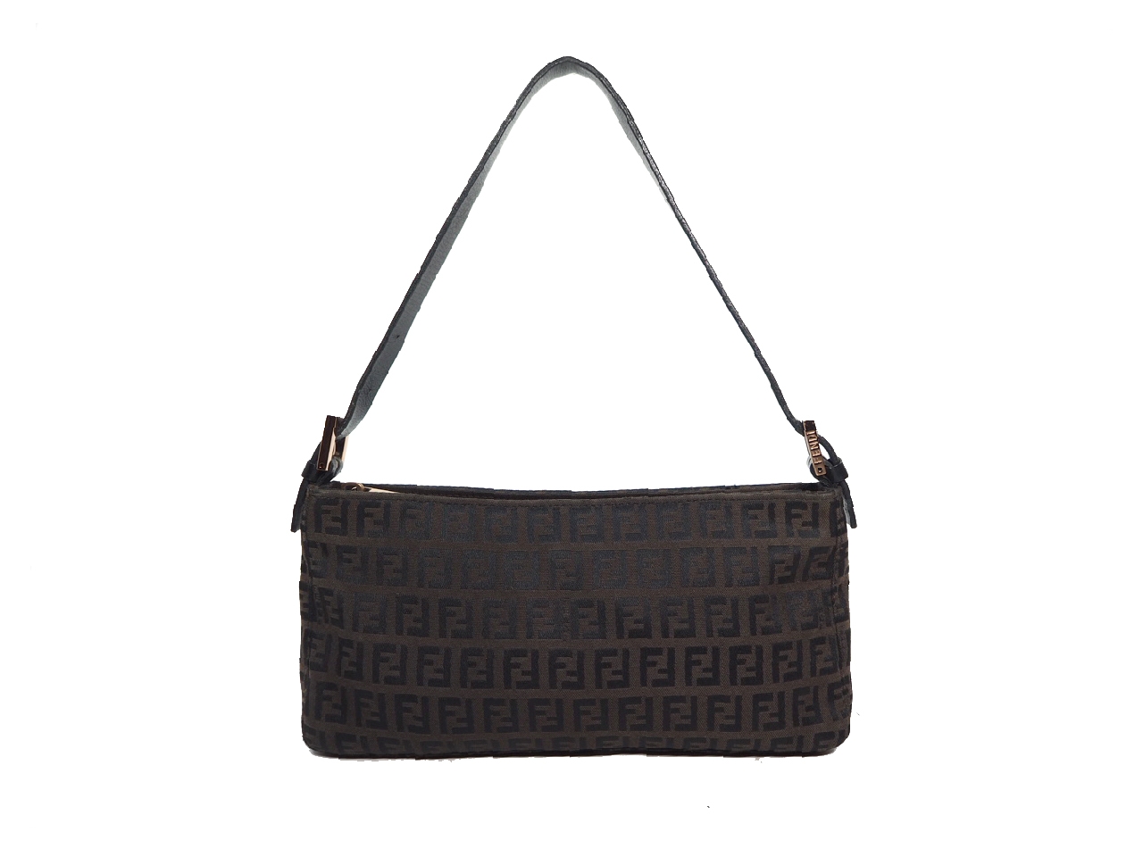 Fendi 8BR042 Brown Zucchino with Rose Gold Hardware Accessories Pouch-0 Fendi 8BR042 Brown Zucchino with Rose Gold Hardware Accessories Pouch-0