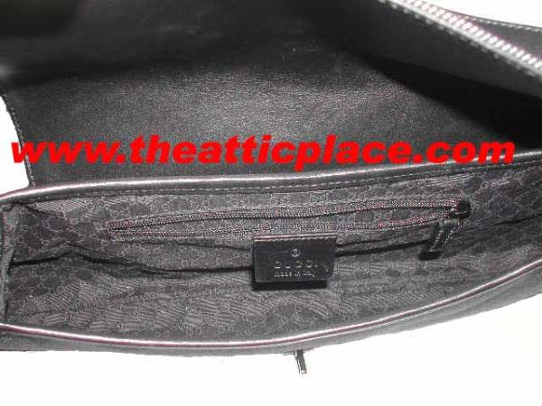 90667 Gucci Denim Black Pouch w Silver Clip Buckle-14075 90667 Gucci Denim Black Pouch w Silver Clip Buckle-14075