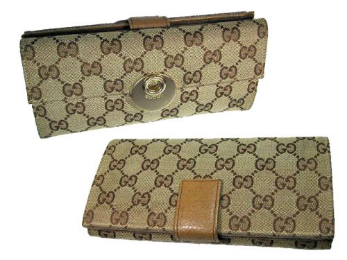 Gucci 120931 Gold Eclipse with Brown GG Continental Wallet-0