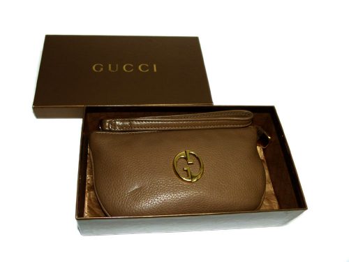Gucci 252041 Tan Oval GG Ornament Wristlet Clutch -0