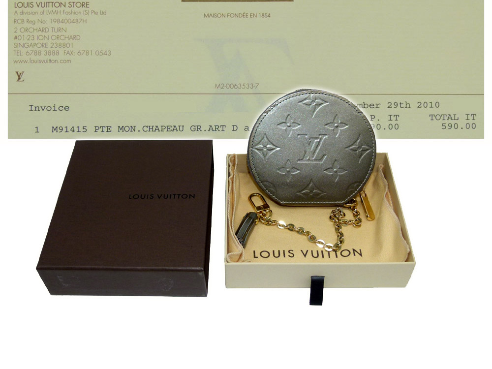 Louis Vuitton M91415 Vernis Grey Coin Purse-0 Louis Vuitton M91415 Vernis Grey Coin Purse-0
