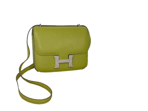 Hermes Mini Constance 26 'K' Stamp Vert Anis Leather with Palladium Hardware-0