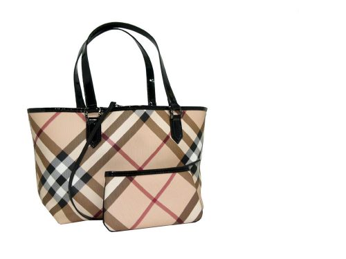 Burberry Nova Checked Shopping Tote with Pouch-0
