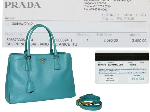 Prada BN1874 Turqouise Anice Saffiano Lux Tote with Strap-0