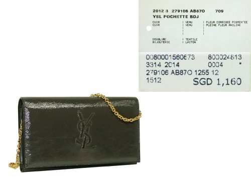 YSL 270106 Patent Grey Wallet On Chain / Clutch-0