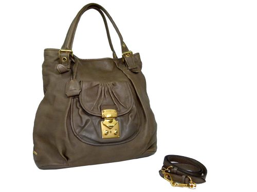 Miu Miu Khaki Calf with Front Pocket with Strap-0