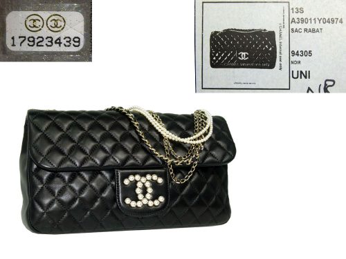 Chanel 17923439 Limited Edition 13A Black Lambskin Westminster Pearl Double C Medium Flap Bag-0