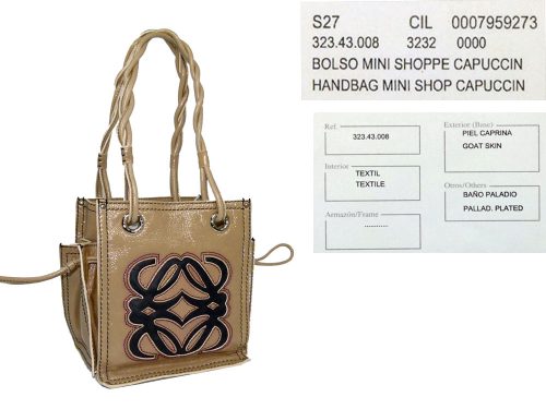 Loewe Beige/Capuccin Patent Mini Shopping Tote-0