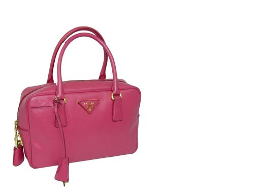 Prada Cherry Pink Saffiano Lux small tote -0