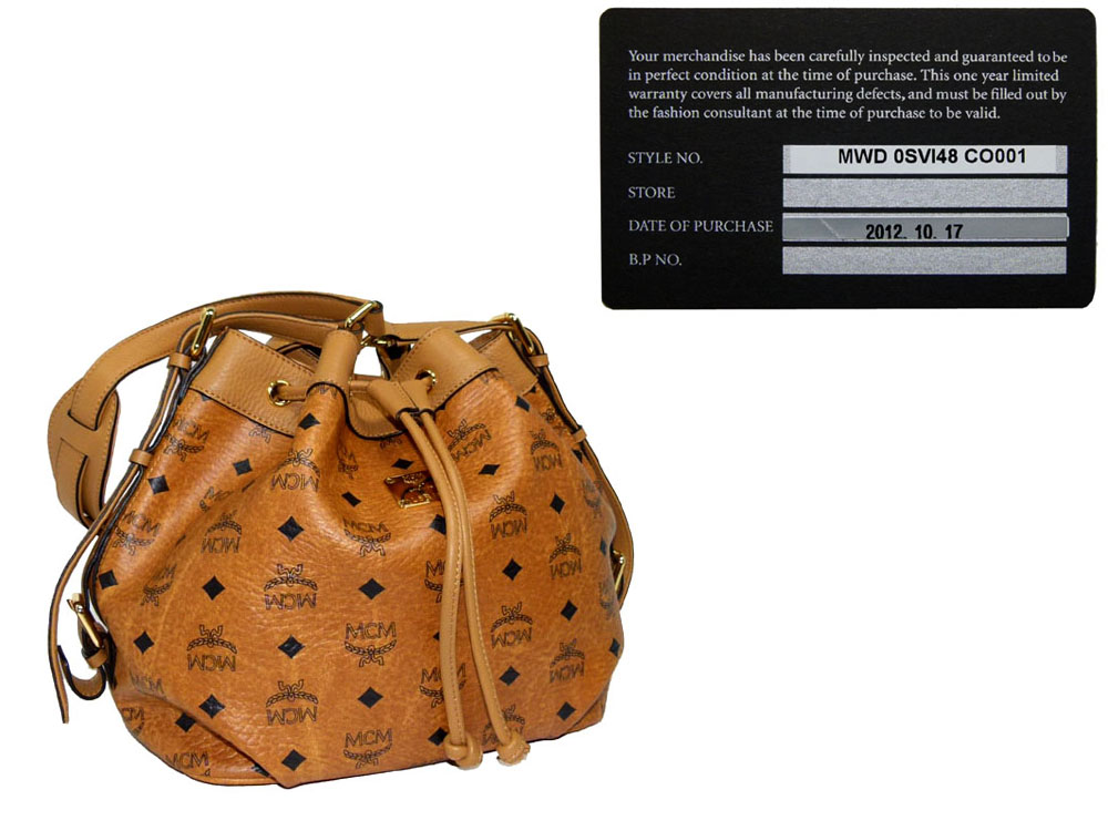 MCM brown cognac canvas drawstring bag-0 MCM brown cognac canvas drawstring bag-0