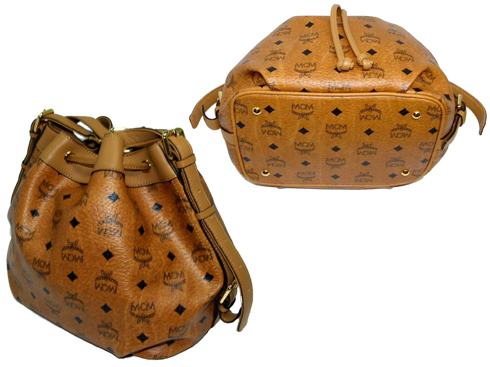 MCM brown cognac canvas drawstring bag-25407 MCM brown cognac canvas drawstring bag-25407