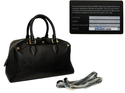 MCM First Lady Black Calf Boston Tote Gold Hardware-0