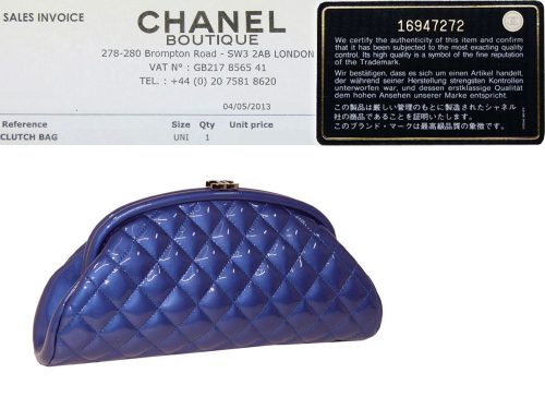 Chanel 16947272 Limiteda Collection in Cobalt Blue Patent Leather Timeless Classic Clutch-0