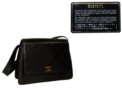 Chanel 5127271 Black Calf Diamond Vintage Shoulder-0