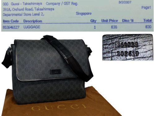 Gucci 169935 Grey/ Black GG PVC Messenger Bag-0