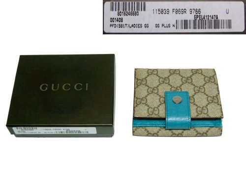Gucci 115039 PVC Turqoise Brown GG Square Wallet-0