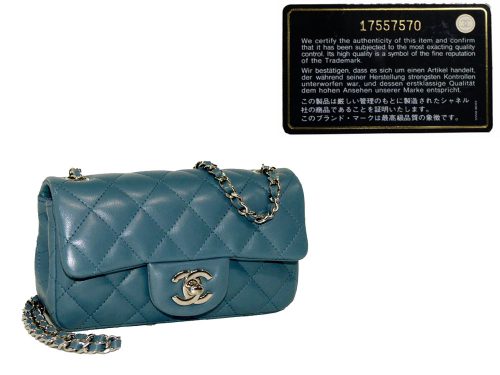Chanel 17557570 Light Blue Lambskin Mini Flap Silver Hardware-0