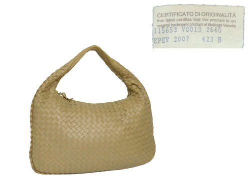 Bottega Veneta 115653 Taupe Color Medium Hobo Veneta Intrecciato Bag-0
