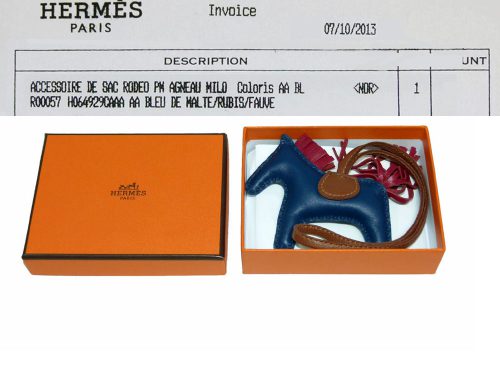 Hermes Rodeo PM Horse Bag Charm Trio Color Bleu De Malte/Rubis/Fauve-0