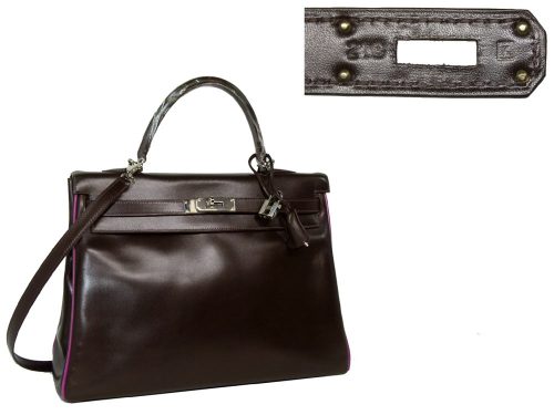 Hermes Kelly 35 Eclat K Stamp Purple/Chocolate Silver Hardware-0