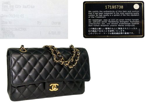 Chanel 17195738 Black Caviar Medium Flap Gold Hardware-0