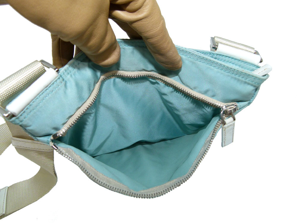 Prada BT0175 Baby BlueTessuto Flat Messenger Bag-25782 Prada BT0175 Baby BlueTessuto Flat Messenger Bag-25782