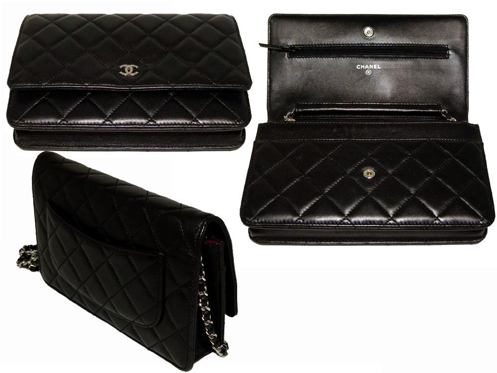Chanel 14658293 Black Lambskin Wallet on Chain Silver Hardware-26010 Chanel 14658293 Black Lambskin Wallet on Chain Silver Hardware-26010