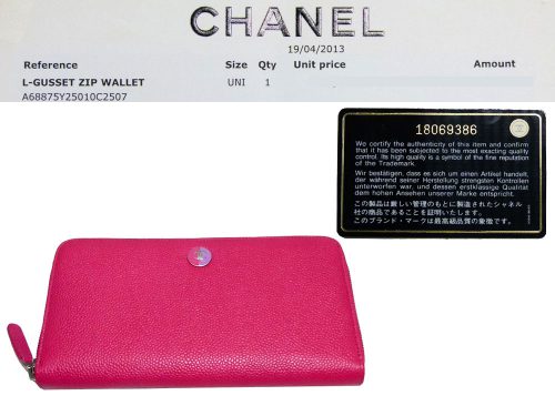 Chanel 18069386 13P A68875Y Pink Grained Calfskin L-Gusset Zip Wallet-0
