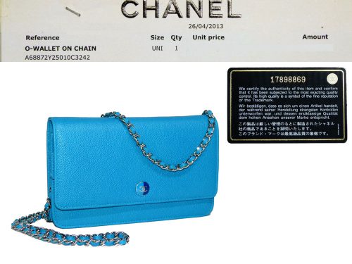 Chanel 17898869 Blue Turqoise13P A68872Y Grained Calfskin Silver Hardware Wallet on Chain-0