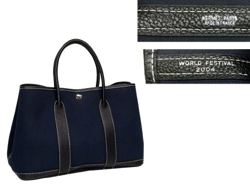 Hermes World Festival 2004 Blue Canvas Garden Party TGM H Stamp-0