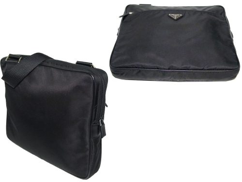 PRADAショルダーバッグVA0728 Tessuto + Saffi Nero Prada VA0728 Black Tessuto + Saffiano Computer Bag - The Attic Place