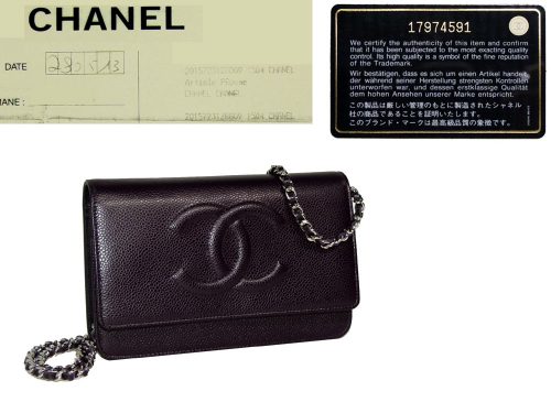 Chanel 17974591 Raisin Caviar Wallet On Chain Silver Hardware-0