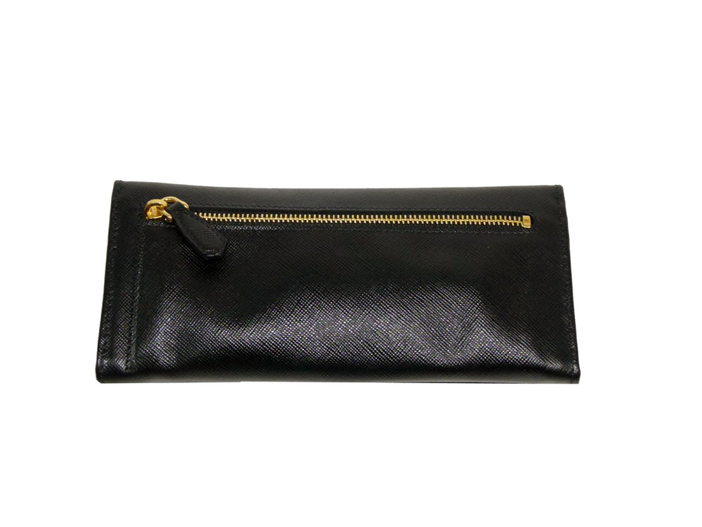 Prada 1M1132 Black Saffiano Triangle Logo Long Wallet-26174 Prada 1M1132 Black Saffiano Triangle Logo Long Wallet-26174