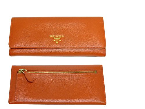 Prada 1M1132 Papaya Orange Saffiano Long Wallet-0