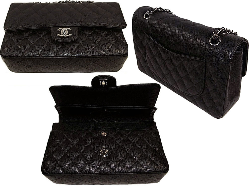 Chanel 16312538 Black Caviar 10" Medium Flap in Silver Hardware w Receipt from Singapore-25709 Chanel 16312538 Black Caviar 10" Medium Flap in Silver Hardware w Receipt from Singapore-25709