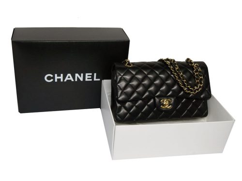 Chanel 13174882 Black Lambskin 10" Medium Flap in Gold Hardware-0
