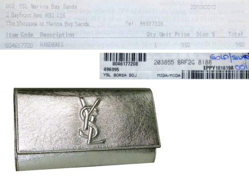 YSL 203855 Silver Metallic Calf Leather Large Clutch -0