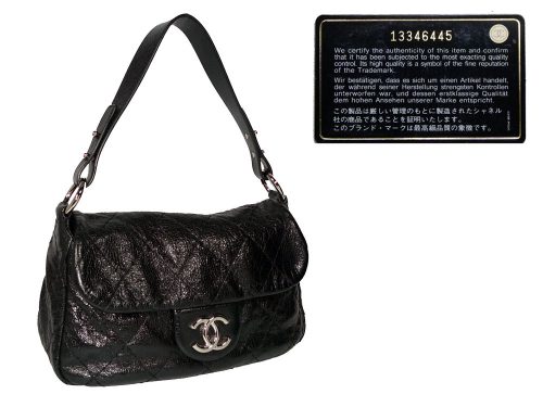 Chanel 13346445 10P Black Distressed "On the Road" Medium Flap Hobo-0