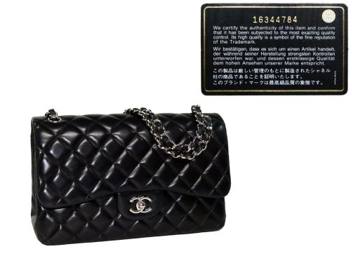 Chanel 16344784 Black Lambskin Jumbo Silver Hardware-0
