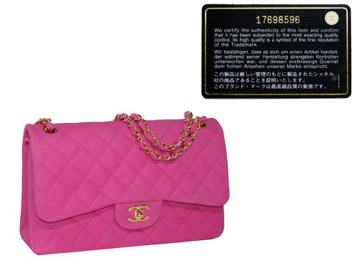 Chanel 17698596 Candy Pink Caviar Jumbo Classic Double Flap Gold Hardware -0